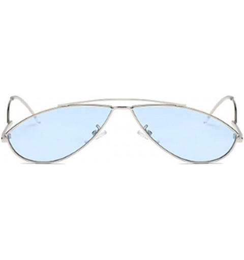 Goggle Vintage Fashion Sunglasses Small Metal Frame Vintage Sunglasses - Silver Blue Tablets - C318EH3ORE8 $7.39