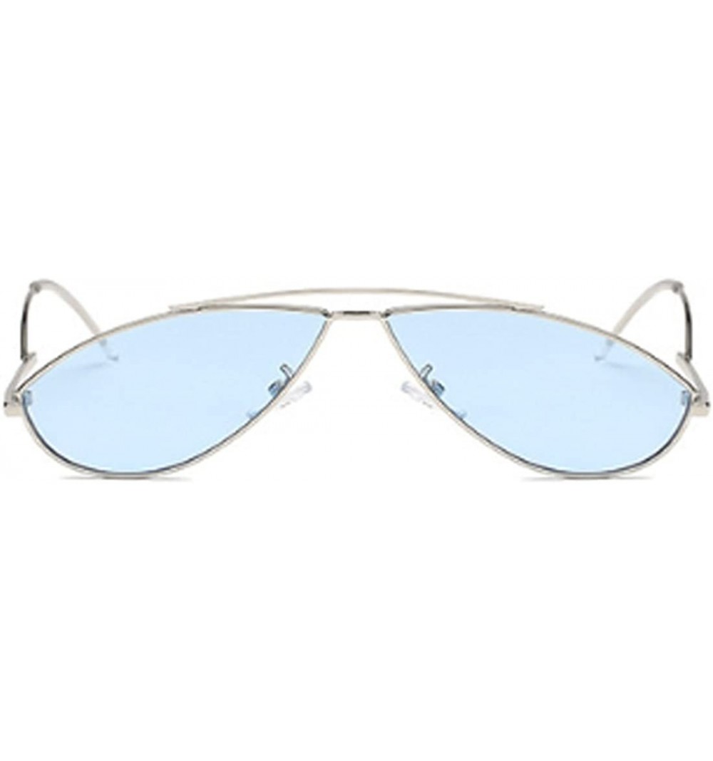 Goggle Vintage Fashion Sunglasses Small Metal Frame Vintage Sunglasses - Silver Blue Tablets - C318EH3ORE8 $7.39