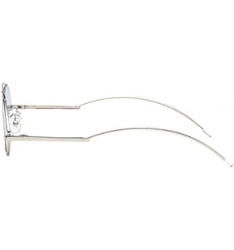Goggle Vintage Fashion Sunglasses Small Metal Frame Vintage Sunglasses - Silver Blue Tablets - C318EH3ORE8 $7.39