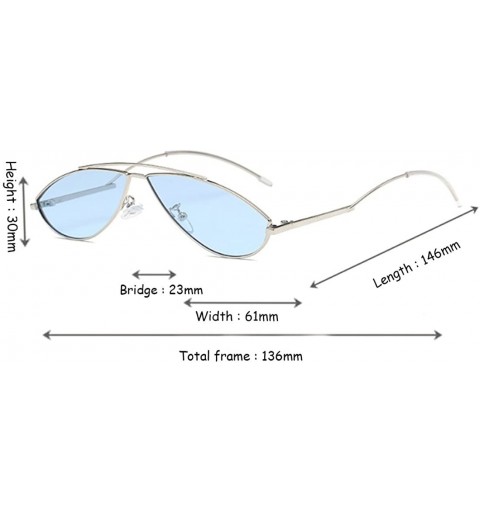 Goggle Vintage Fashion Sunglasses Small Metal Frame Vintage Sunglasses - Silver Blue Tablets - C318EH3ORE8 $7.39