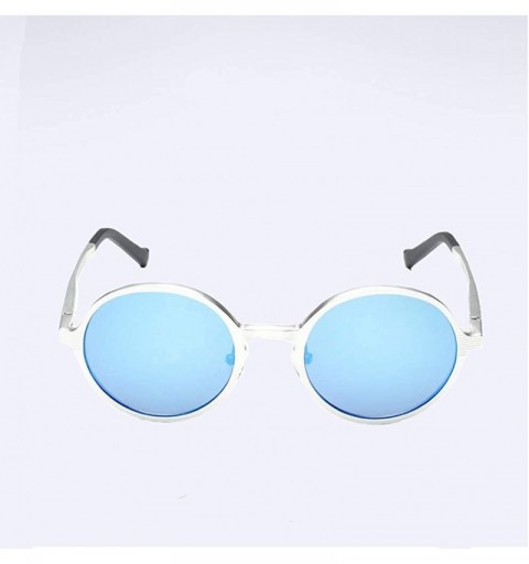 Round Round Polarized Sunglasses Mirrored Lens Unisex Classic Vintage Metal Frame Glasses - Silver - CU18SHKYKRG $14.03