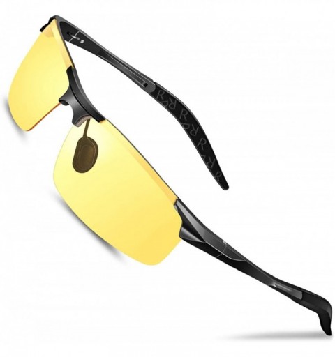 Aviator Night Driving Glasses- Anti Glare Polarized Night Shooting Glasses Men Women - Black - C1192U49C82 $33.69