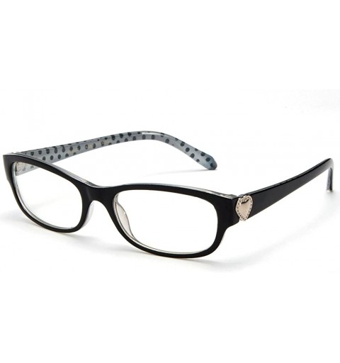 Oversized Womens Slim Fit Heart Design Fashion Clear Lens Glasses - Black/Polka Dot - CW11YN6MBI3 $10.47