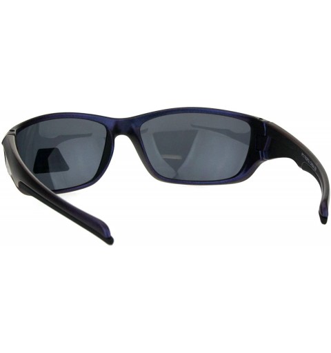 Wrap TAC Polarized Sports Sunglasses Unisex Biker Wrap Around Rectangle Frame - Black Purple (Black) - CZ18OK2WNTN $15.19