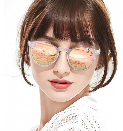 Round Retro Round Polarized Sunglasses for Women - UV400 Protection for Driving Fishing - C9196QYOQAH $16.50