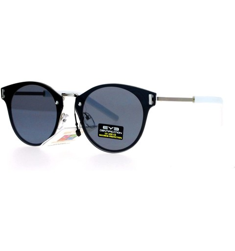 Rimless Rimless Futuristic Half Horn Rim Hipster Sunglasses - Black White - CZ12CJL0QSF $10.09