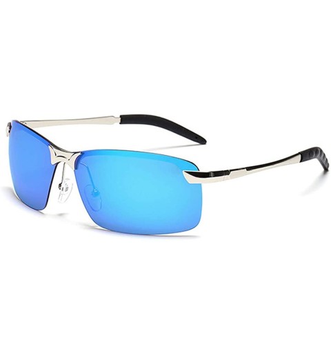 Round Men's Dark Sunglasses Polarized- Rectangular Sun Glasses Rimless Fashion for Outdoor Sport - CD196O3Z53L $19.24