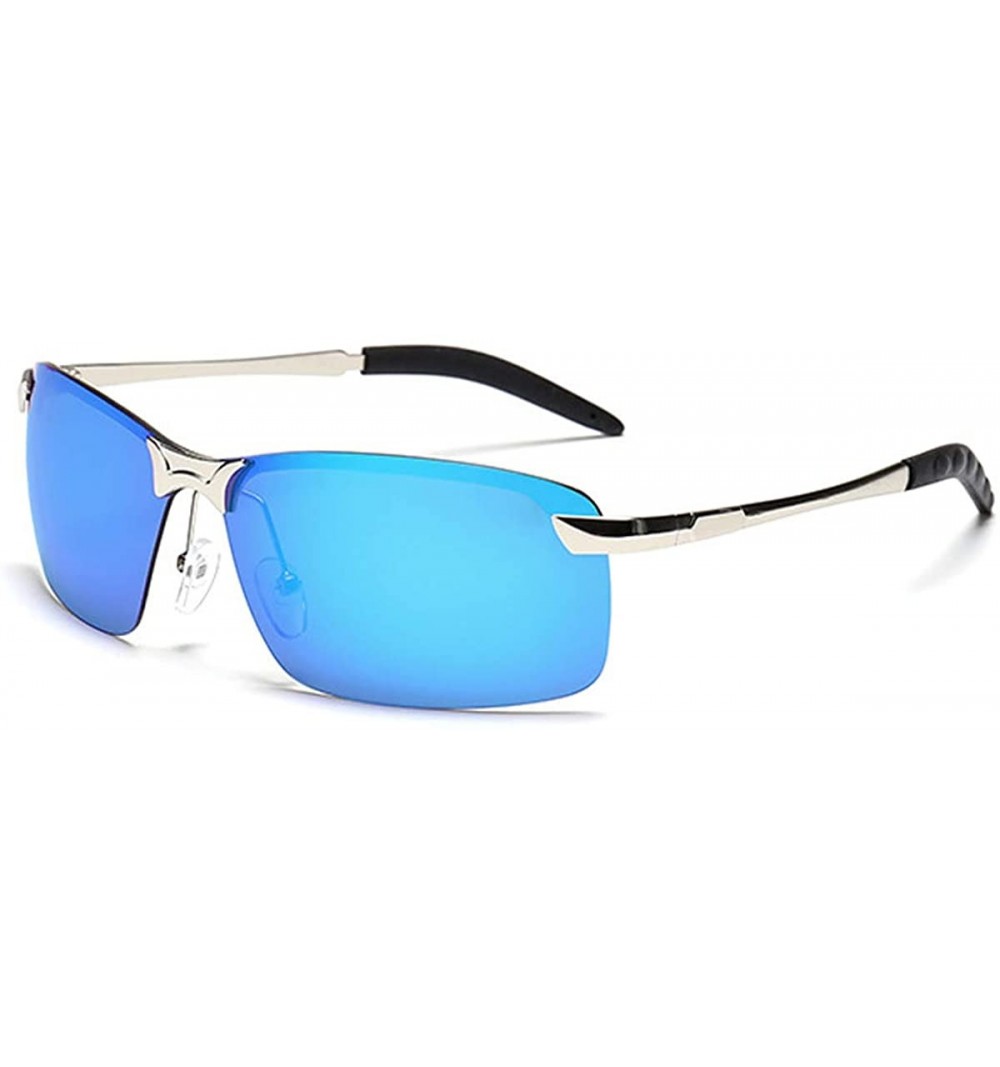 Round Men's Dark Sunglasses Polarized- Rectangular Sun Glasses Rimless Fashion for Outdoor Sport - CD196O3Z53L $19.24