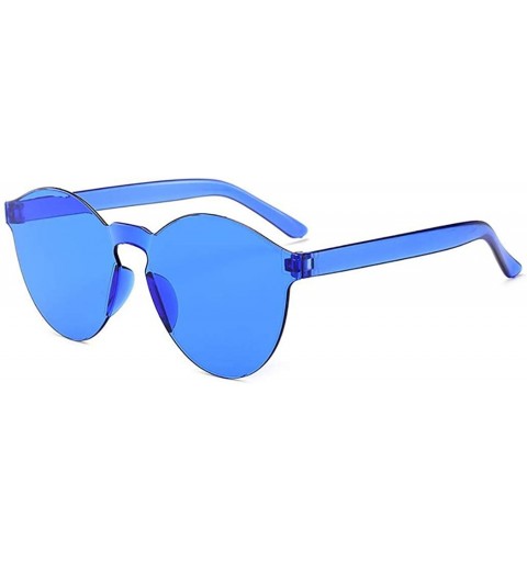 Round Unisex Fashion Candy Colors Round Frame UV Protection Outdoor Sunglasses Sunglasses - Dark Blue - CD190KCLXHC $14.95