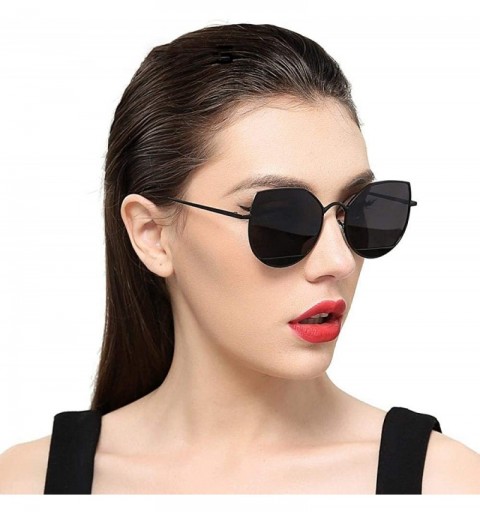 Aviator 2019 New Arrival Women Classic Brand Designer Cat Eye Sunglasses C01 Black - C01 Black - CT18XGGW290 $20.48