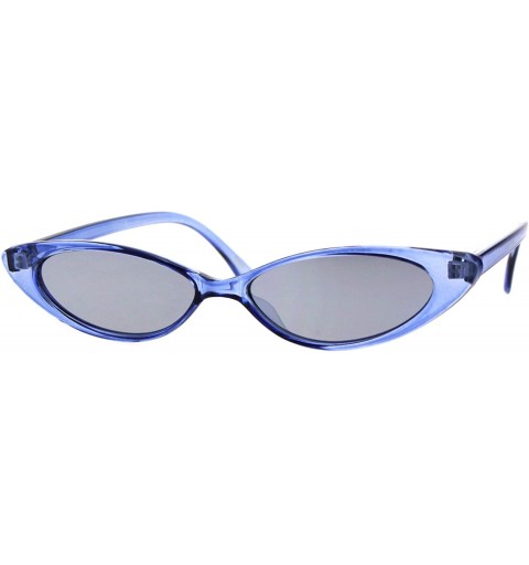 Oval Womens Trendy Skinny Sunglasses Wide Oval Frame Mirror Lens UV 400 - Blue - CD18GO7IRKS $9.96