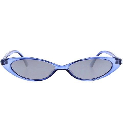 Oval Womens Trendy Skinny Sunglasses Wide Oval Frame Mirror Lens UV 400 - Blue - CD18GO7IRKS $9.96