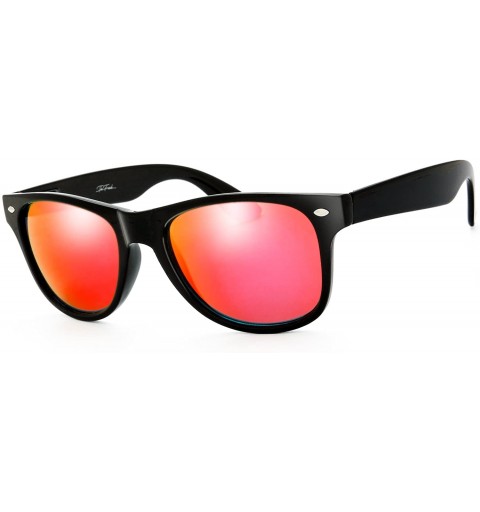 Wayfarer Classic Shaped Horn Rimmed Sunglasses Spring Temple for Men Women - 5-shiny Black - CG18DYRY98G $18.81