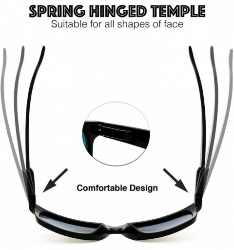 Wayfarer Classic Shaped Horn Rimmed Sunglasses Spring Temple for Men Women - 5-shiny Black - CG18DYRY98G $31.34