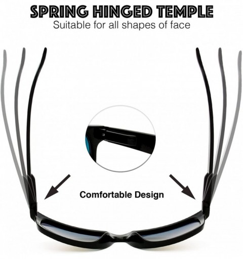 Wayfarer Classic Shaped Horn Rimmed Sunglasses Spring Temple for Men Women - 5-shiny Black - CG18DYRY98G $18.81