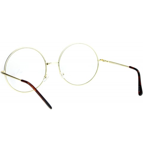 Round SUPER OVERSIZED Clear Lens Glasses Round Circle Metal Frame UV 400 - Gold - CX186L3NQAU $12.71