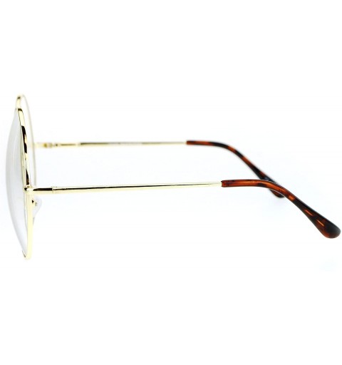 Round SUPER OVERSIZED Clear Lens Glasses Round Circle Metal Frame UV 400 - Gold - CX186L3NQAU $12.71