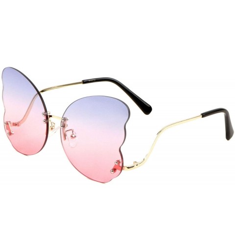 Rimless Womens Luxury Rimless Oversized Butterfly Wings Retro Sunglasses - Gold Metallic Frame - CI18X8M0OGW $14.22