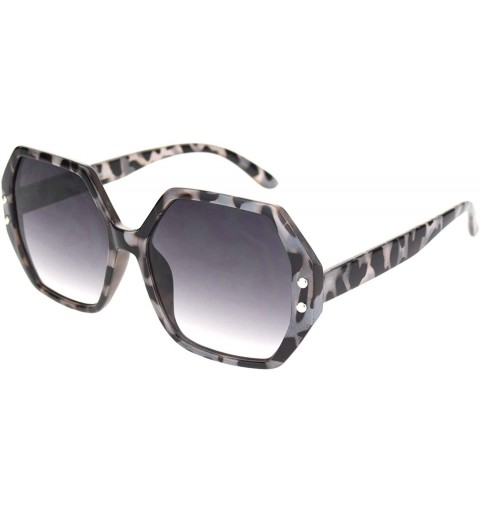 Rectangular Womens Hexagon Shape Plastic Squared Mod Designer Sunglasses - Grey Tort Smoke - CK18OCZ2G95 $10.13