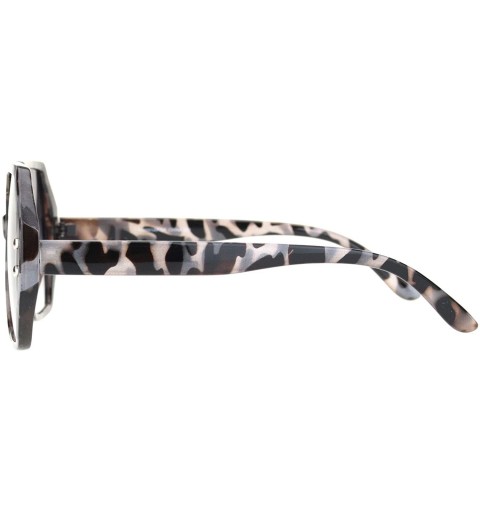 Rectangular Womens Hexagon Shape Plastic Squared Mod Designer Sunglasses - Grey Tort Smoke - CK18OCZ2G95 $10.13