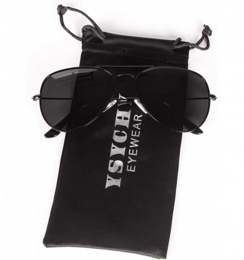 Aviator Sunglasses for Men Women Aviator Polarized Metal Mirror UV 400 Lens Protection - Black Grey + Gold Navy Blue - CG18Y0...