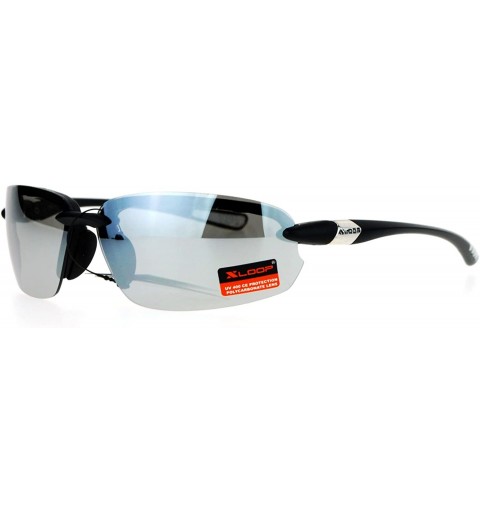 Rimless Xloop Sports Sunglasses Unisex Rimless Design Oval Rectangular Fashion - Black White - C512J532TSZ $10.23