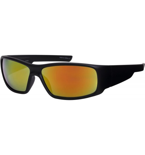 Sport Men's Full Frame Sports Sunglasses w/Color Mirror Lens 570080-REV - Matte Black - C212FTCOW0T $20.82