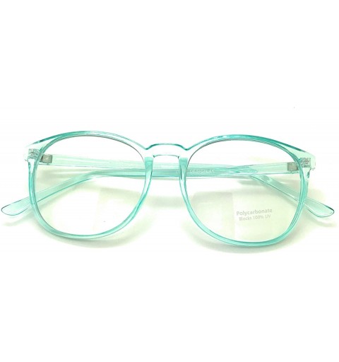 Round Unisex Stylish Square Non-prescription Eyeglasses Glasses Horn Rimmed Clear Lens Eye Glasses Eyewear - Green - C518R40K...