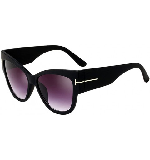 Oversized Oversized Bold Frame UV400 HD Lens Full Rimmed Glasses Ladies Sunglasses - Black - C118CX7EG4Q $16.05