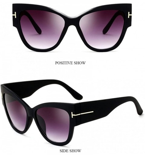 Oversized Oversized Bold Frame UV400 HD Lens Full Rimmed Glasses Ladies Sunglasses - Black - C118CX7EG4Q $16.05