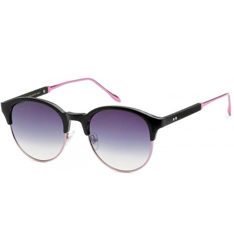 Round Bi-Color Sunglasses - Black/Pink/Black - C318DNGOTUC $9.01