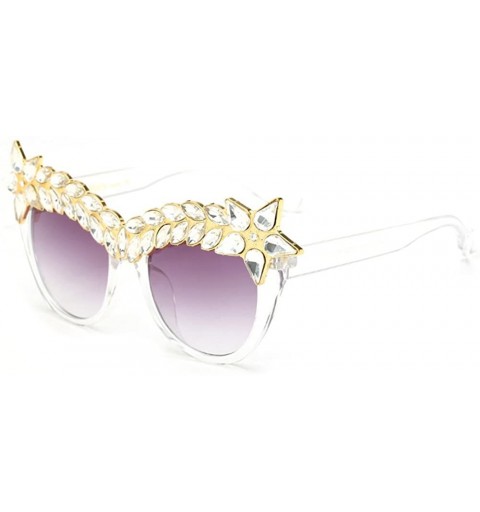 Oversized Womens Luxury Diamond Decorated Sunglasses UV400 Retro Eyeglasses - Style 01 - CQ18GUHUXAN $13.90