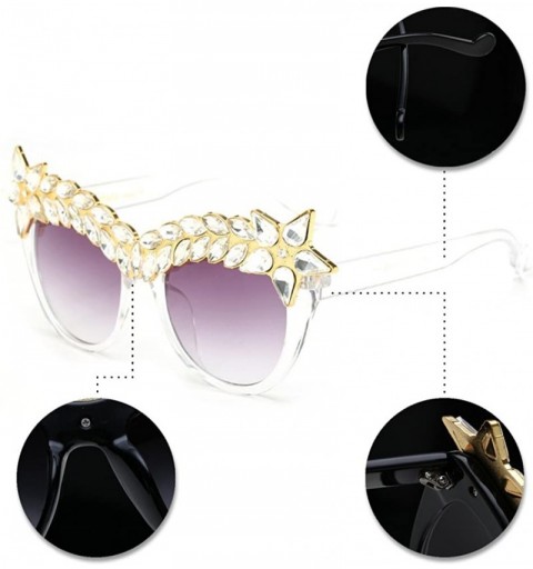 Oversized Womens Luxury Diamond Decorated Sunglasses UV400 Retro Eyeglasses - Style 01 - CQ18GUHUXAN $13.90