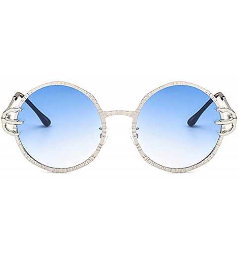 Oversized Oversized Rhinestone Aviator Sunglasses for Women Diamond Shades - Silver Frame/Blue Lens - CJ18U5O5I0N $15.98