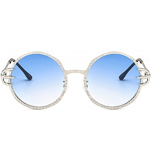 Oversized Oversized Rhinestone Aviator Sunglasses for Women Diamond Shades - Silver Frame/Blue Lens - CJ18U5O5I0N $15.98