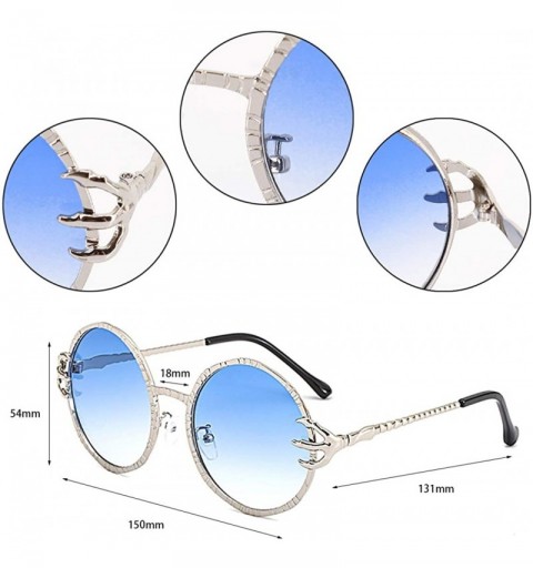 Oversized Oversized Rhinestone Aviator Sunglasses for Women Diamond Shades - Silver Frame/Blue Lens - CJ18U5O5I0N $15.98