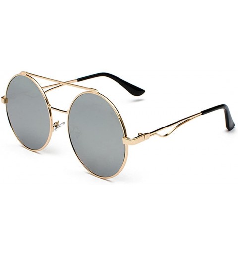 Rimless Men women Metal Round Sunglasses Slim frame Colored Flat Lens 60mm - Silver - CJ18EQGCL3N $12.69