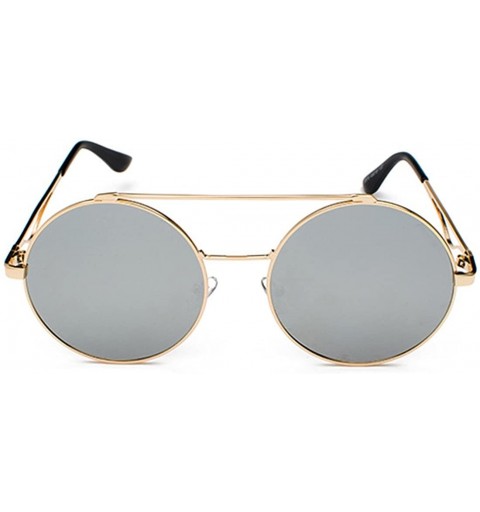 Rimless Men women Metal Round Sunglasses Slim frame Colored Flat Lens 60mm - Silver - CJ18EQGCL3N $12.69