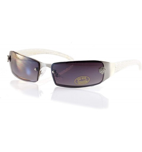 Rimless Small Slim Wraparound Rimless Lens Patterned Arm Sunglasses A239 - Black Clear - C718KLLNOZT $14.81