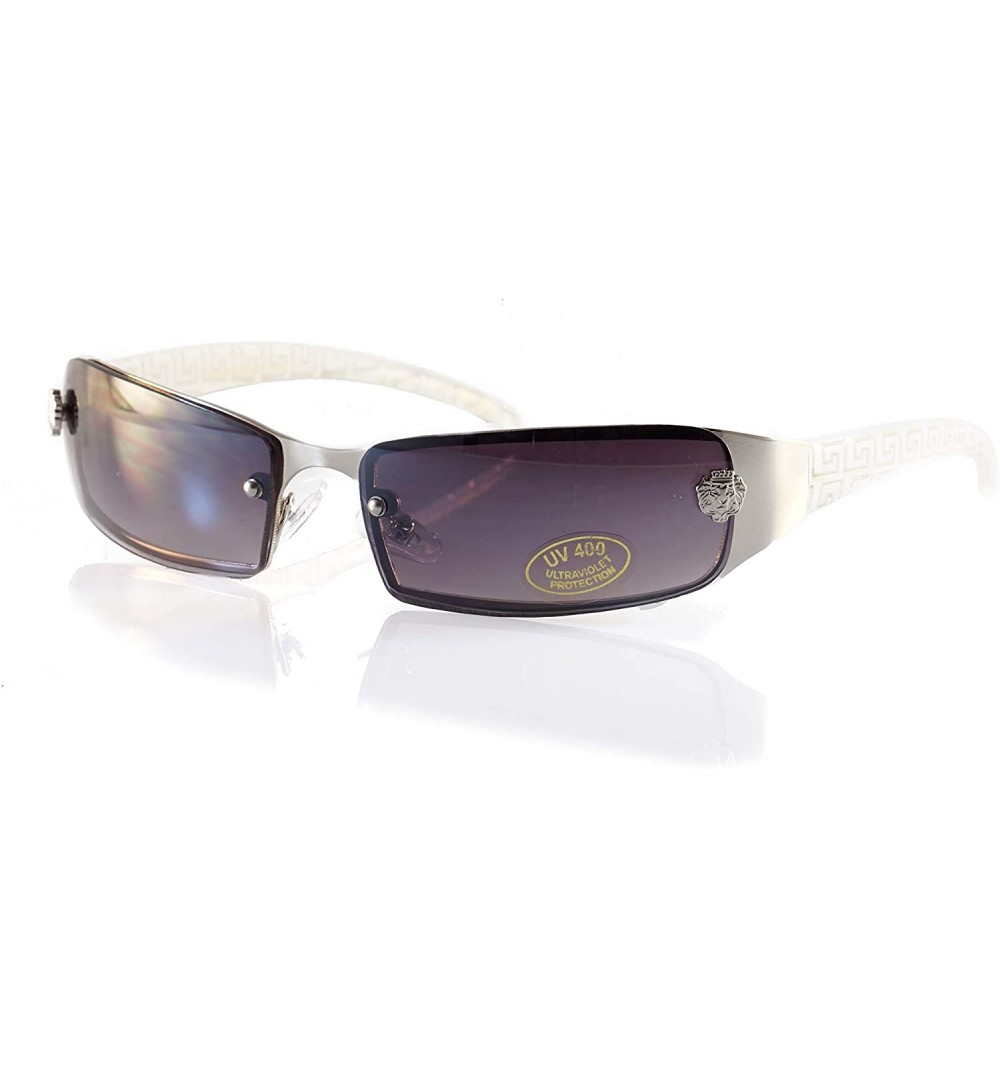 Rimless Small Slim Wraparound Rimless Lens Patterned Arm Sunglasses A239 - Black Clear - C718KLLNOZT $14.81