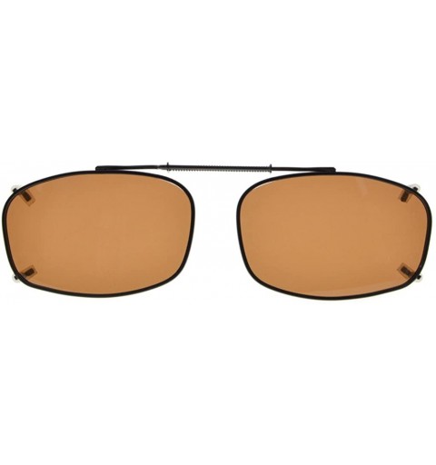 Rectangular Metal Frame Rim Polarized Lens Clip On Sunglasses 5434MM - Brown - C2183388OOR $15.34