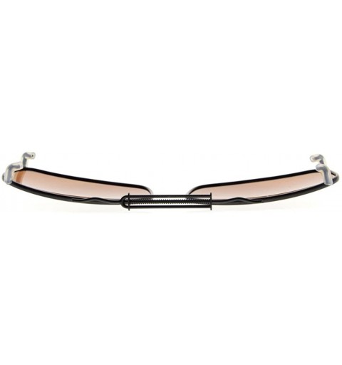 Rectangular Metal Frame Rim Polarized Lens Clip On Sunglasses 5434MM - Brown - C2183388OOR $15.34