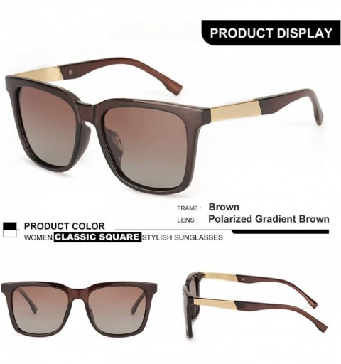 Oversized Classic Oversized Sunglasses for Women Polarized Lens Durable Plastic Frame 100% UV400 Protection - 6802brown - C11...