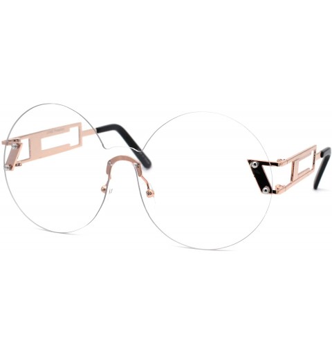 Round Clear Lens Round Shield Retro Circle Lens Hippie Eye Glasses - Rose Gold - CL195R67UT2 $10.12