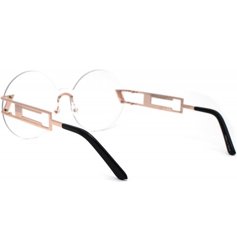 Round Clear Lens Round Shield Retro Circle Lens Hippie Eye Glasses - Rose Gold - CL195R67UT2 $10.12