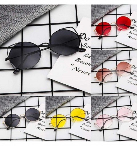 Cat Eye Cut Out Fashion Cat Eye Sunglasses for Women Metal Frame Small Circle Sun Glasses UV Blocking Shades - Red - CV18U42W...