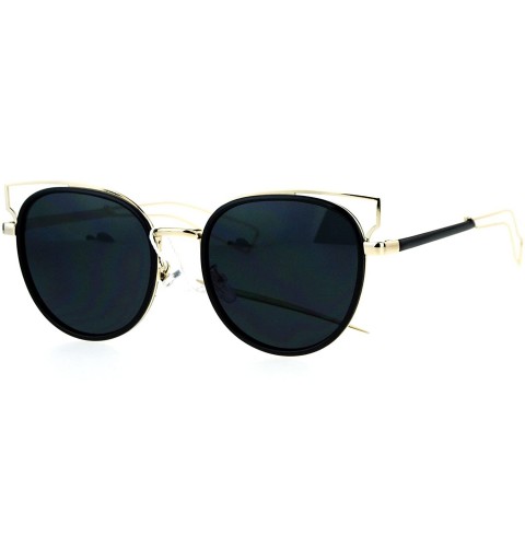 Cat Eye Womens Retro Designer Cat Eye Wire Horn Rim Diva Sunglasses - Black Gold Black - CB12O7ASD9G $10.55