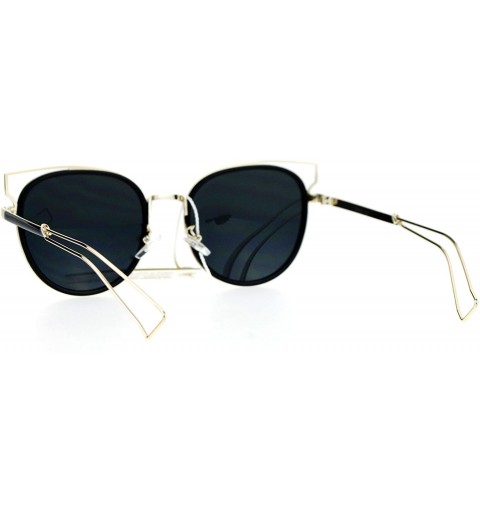 Cat Eye Womens Retro Designer Cat Eye Wire Horn Rim Diva Sunglasses - Black Gold Black - CB12O7ASD9G $10.55
