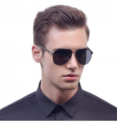 Oversized Design Men Classic Brand Sunglasses HD Polarized Aluminum Sun Glasses C01 Black - C04 Gold - CN18XE9LNWL $19.86