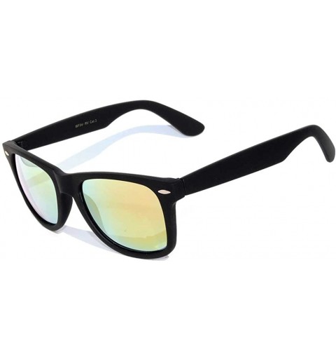 Wayfarer 1 Pair Mirrored Reflective Colored Lens Sunglasses Matte Frame Horn Rimmed Style - 1_black_mirror - CK12O01F6JM $10.11